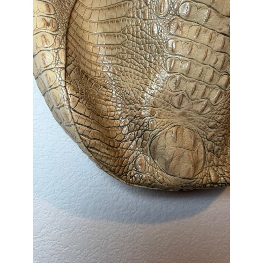 Brahmin Beige Jacqueline Pecan Melbourne Croc Embossed Leather Hobo Bag - Picture 7 of 14